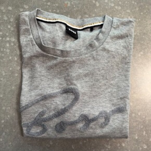 BOSS Gray Logo Graphic T-Shirt - Size Large - Picture 2 of 10